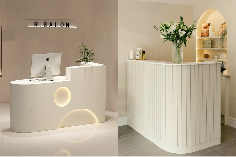 Các mẫu quầy lễ tân hiện đại bo cong được ưa chuộng hiện nay