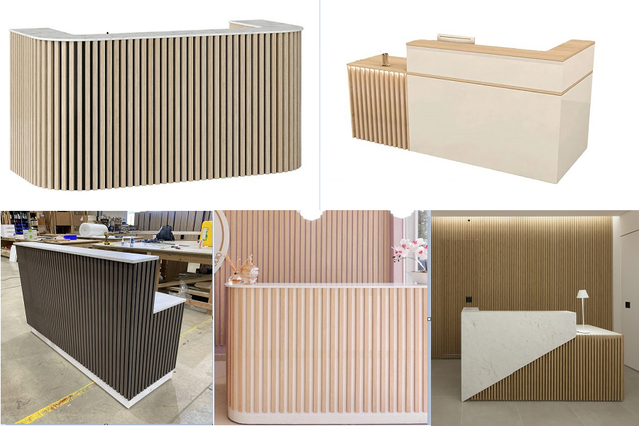 Quầy lễ tân ốp lam gỗ giá rẻ