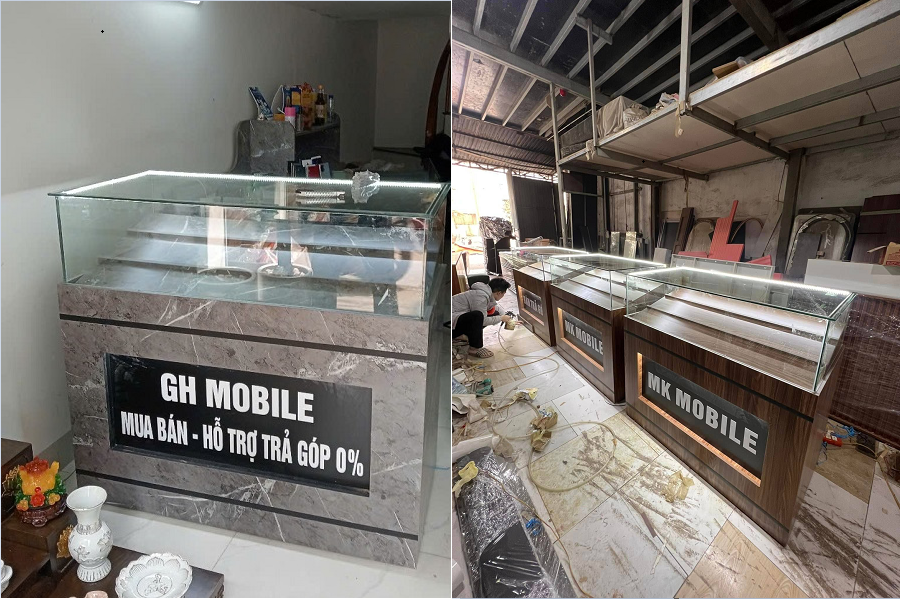 Tủ trưng bày điện thoại thi công tại Bình Dương