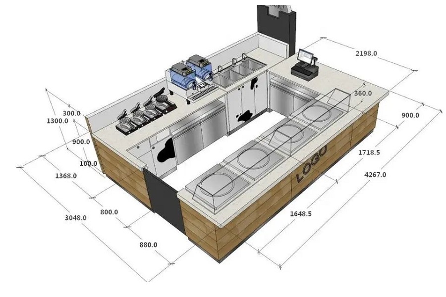 Bố trí quầy pha chế phù hợp với mặt bằng