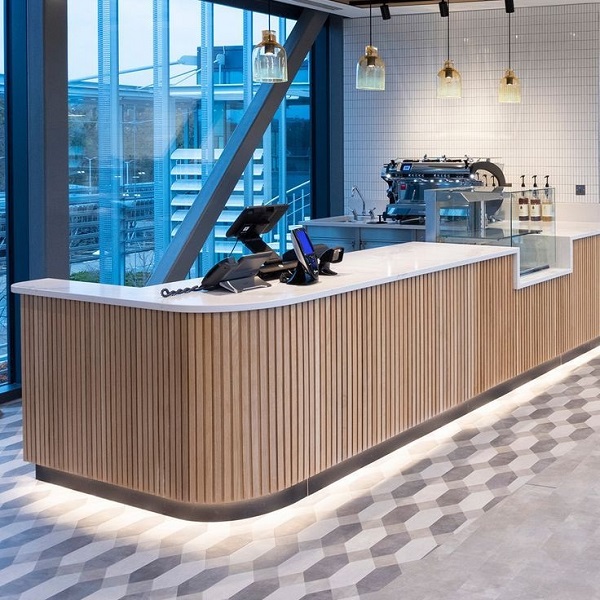 Quầy bar chữ L 1m2 x 4m ốp lam QB023
