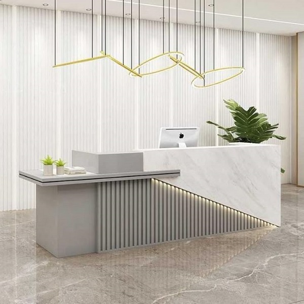 Quầy lễ tân 2m4 lam sóng QLT005