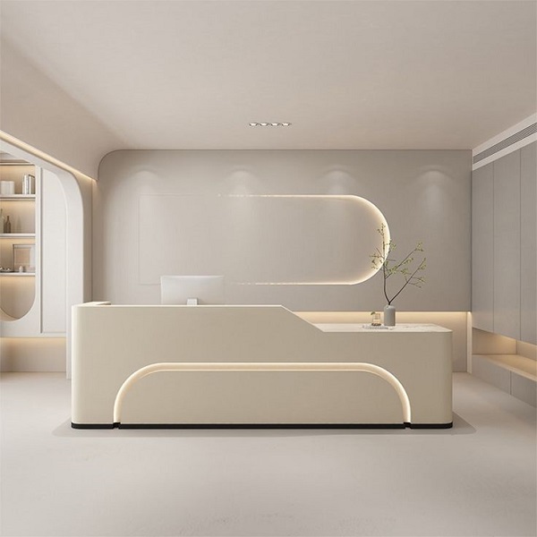 Quầy lễ tân bo tròn cao cấp QLT049