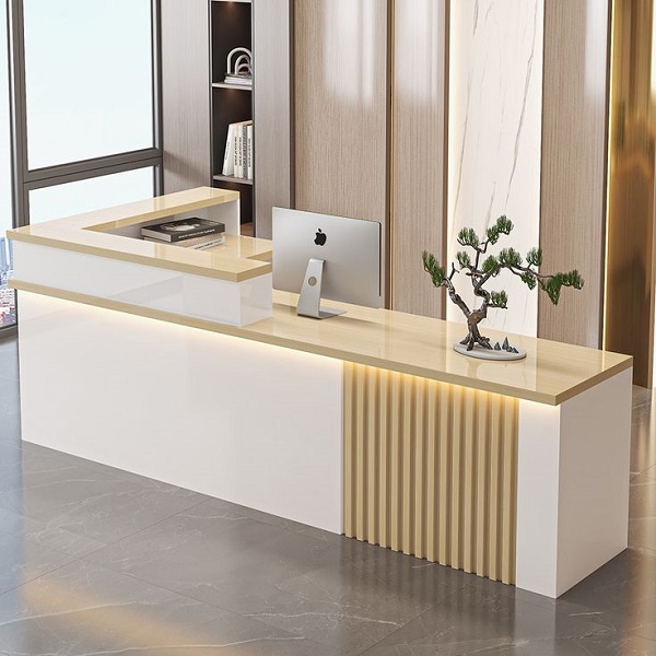 Quầy lễ tân văn phòng chữ L QLT017