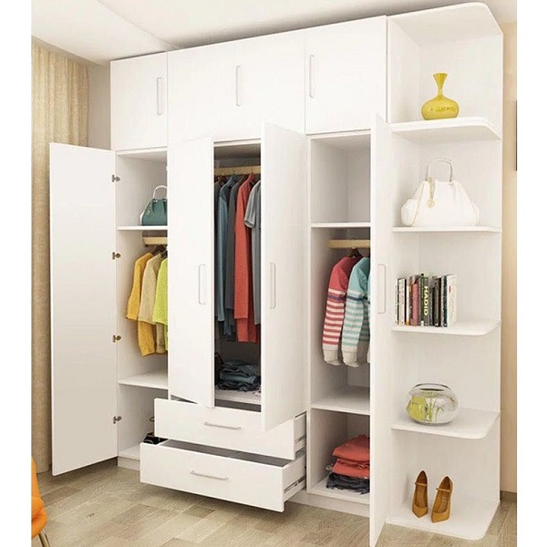 Tủ quần áo 2m4 x 2m6 full trắng TQA020
