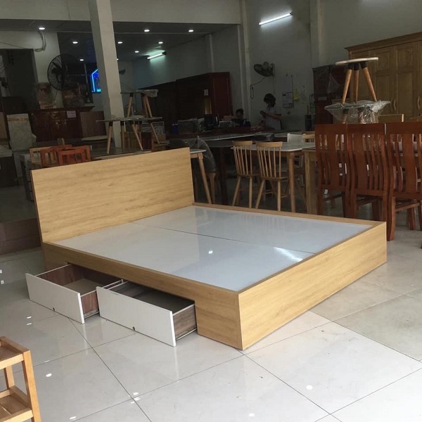 Giường ngủ vân gỗ MDF 1m6 x 2m GN060