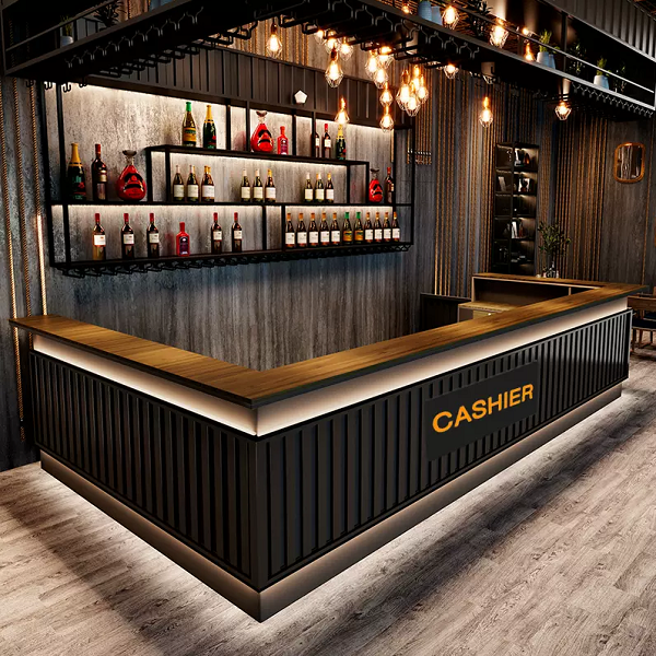 Quầy bar chữ U ốp lam QB068