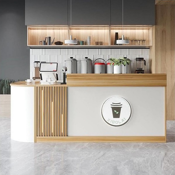 Quầy pha chế chữ L bo cong QB063
