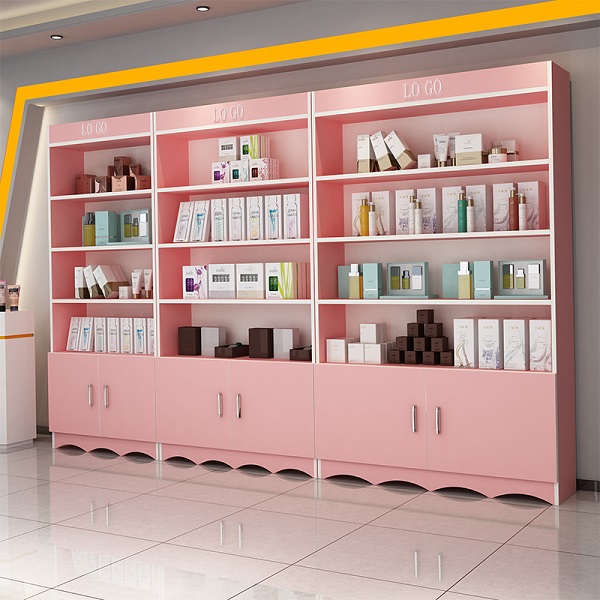 Tủ trưng bày mỹ phẩm full hồng TTB092