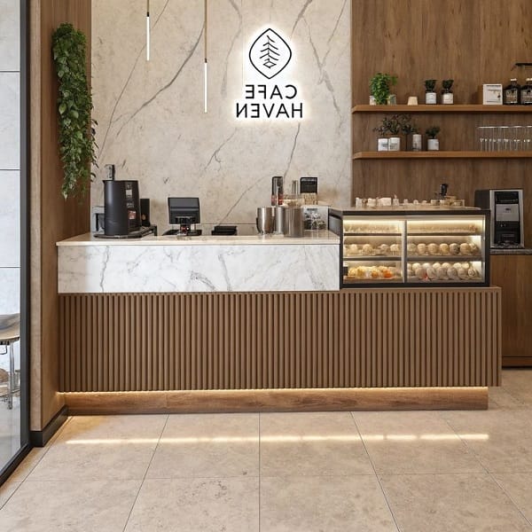 Quầy trà sữa 2m4 ốp lam QB090