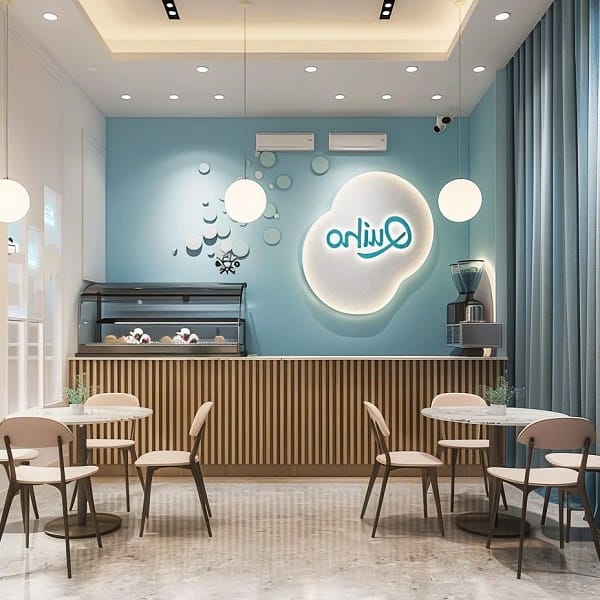 Quầy trà sữa ốp lam 4m QB094